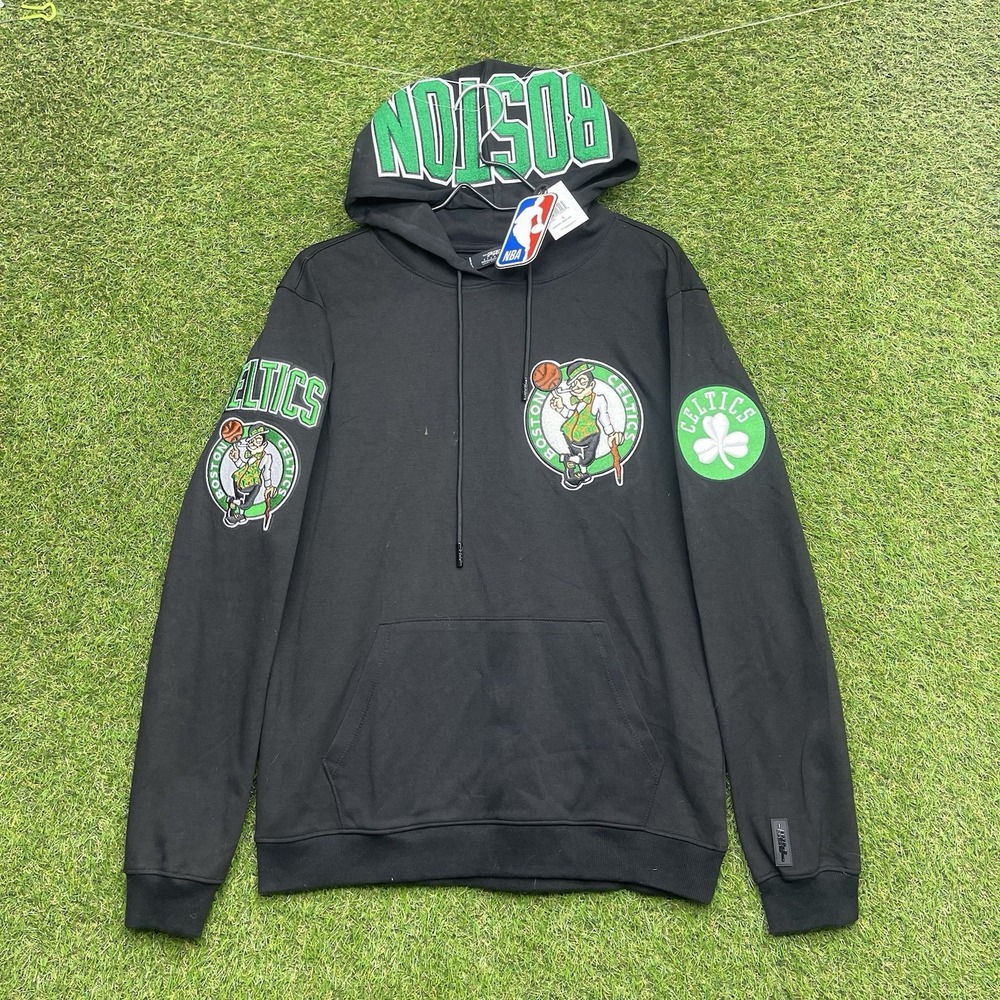 Pro Standard Boston Celtics Hoodie Mens Large Black Patches Embroidered NEW